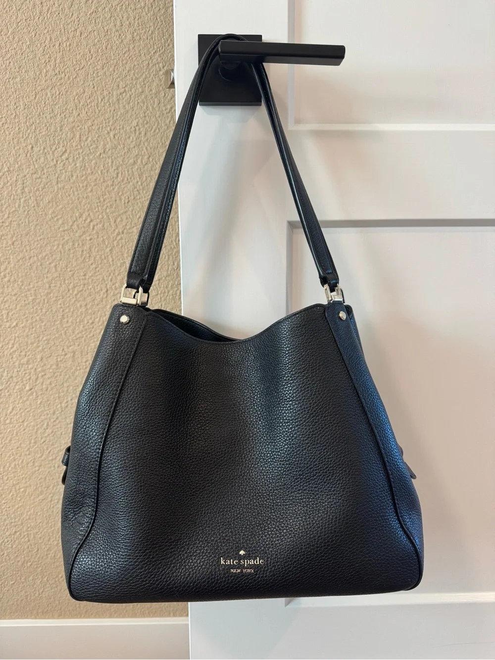 kate spade Black Pebbled Leather Shoulder Tote